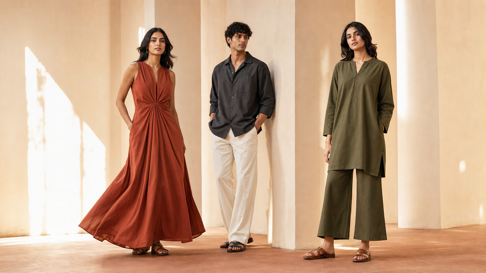 Sutcher Clothing summer campaign featuring three models